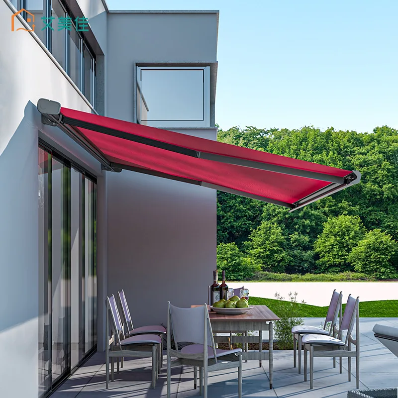 

Outdoor telescopic canopy hand-cranked aluminum alloy awning canopy courtyard shop curved arm folding canopy