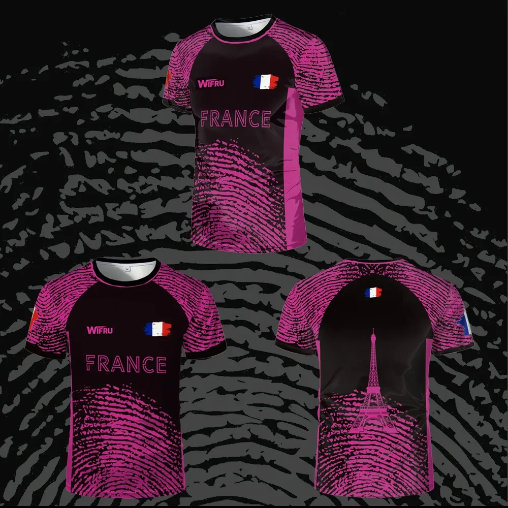 French men's football T-shirts, outdoor, breathable, quick-drying five-a-side football T-shirts, Eiffel Tower custom shirts, new