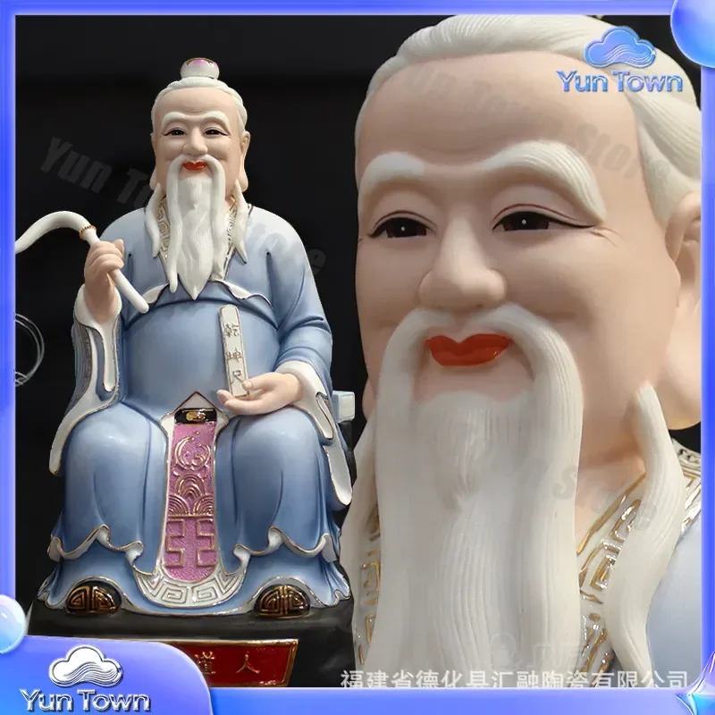 Dehua Ceramics Taiyi Zhenren for Taoist Home Worship Statue Ornament Lamp Burning Buddha Figurine for Feng Shui Decor