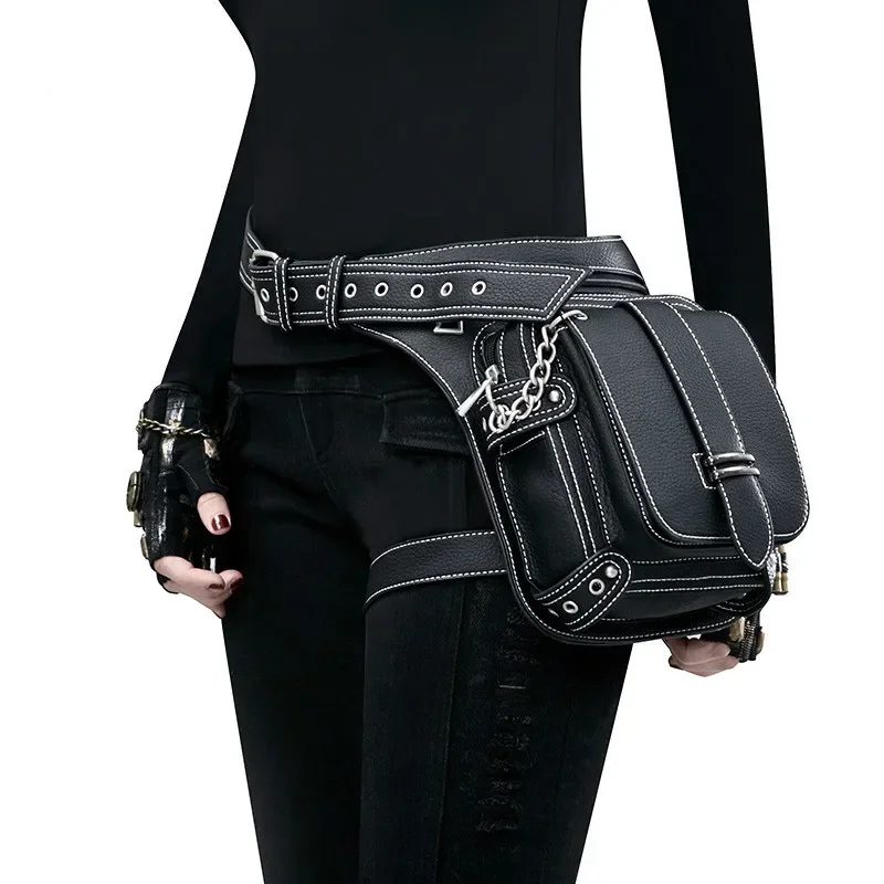 Steam Punk Waist Leg Hip Belt Banana Bag Outdoor Shoulder Bag Mobile Phone Waist Bag Fanny Packs Pack for Women Purse Cyberpunk