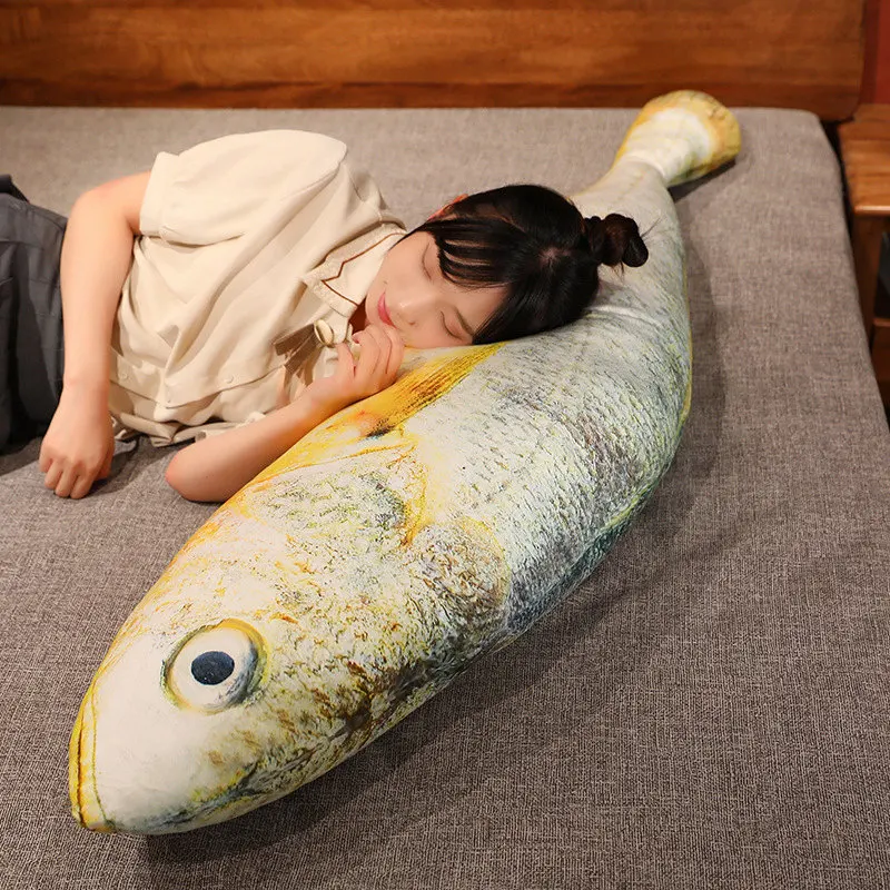 20-180CM Multiple Size Pseudosciaena Crocea Plush Toys Simulation Stuffed Large Yellow Croaker Plushie Doll Soft Sleep Pillow