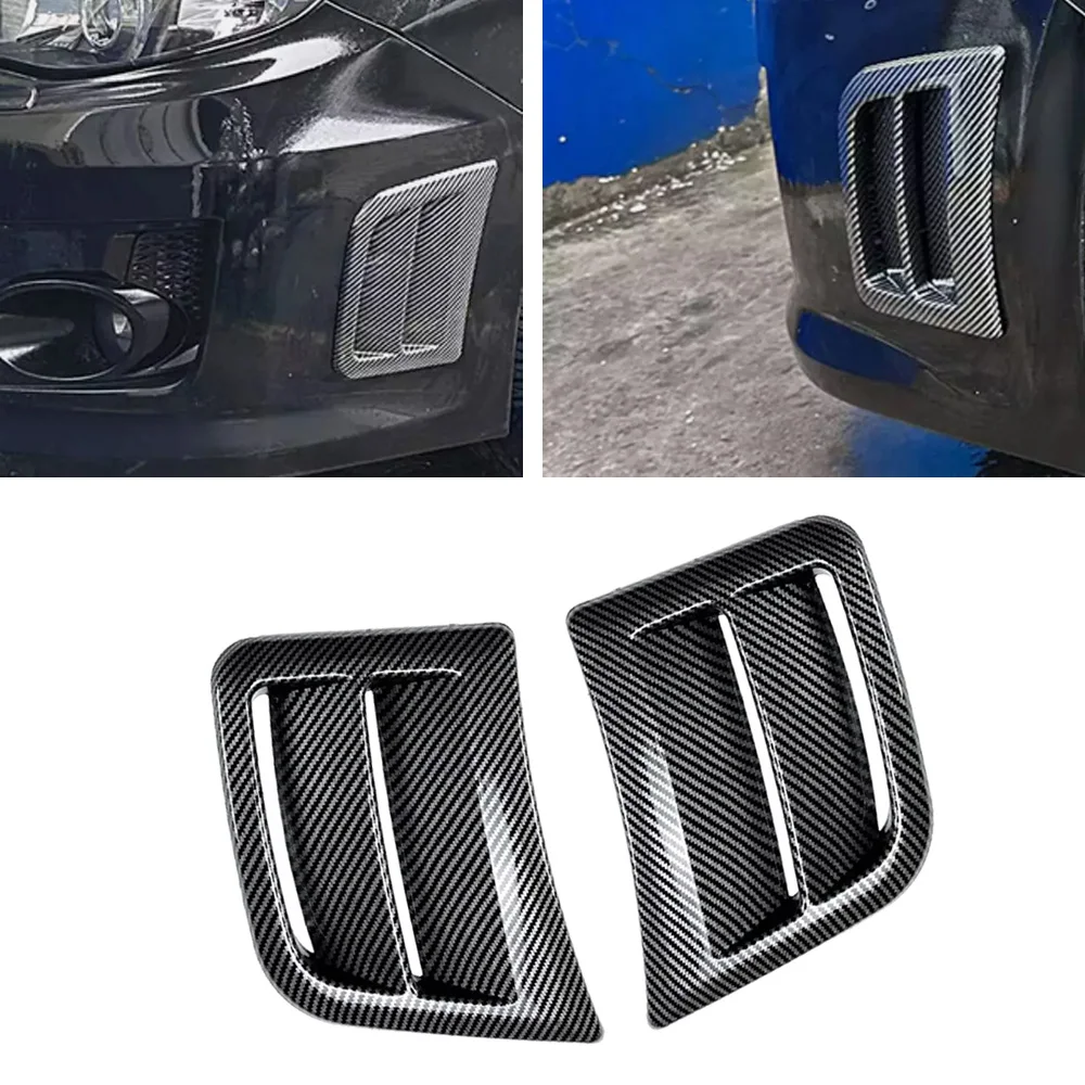 For Subaru Impreza WRX STI 2008-2014 1 Pair Front Left/Right Bumper Side Air Vent Cover Trim Glossy Black/ Carbon Fiber Look