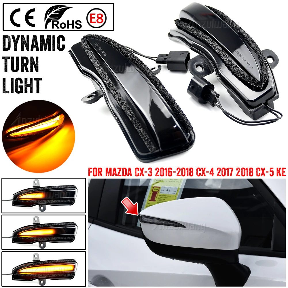 2pcs For Mazda CX-3 CX3 CX-4 CX4 CX-5 CX5 KE 2016 Dynamic Turn Signal LED Rearview Mirror Indicator Blinker Repeater Light