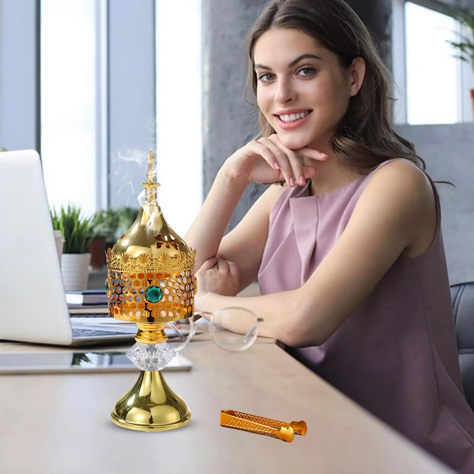 

Incense Holder Tower Incense Censer Metal Decorative Middle East Censer For Living Room Yoga Studio Hotel Study Bedroom