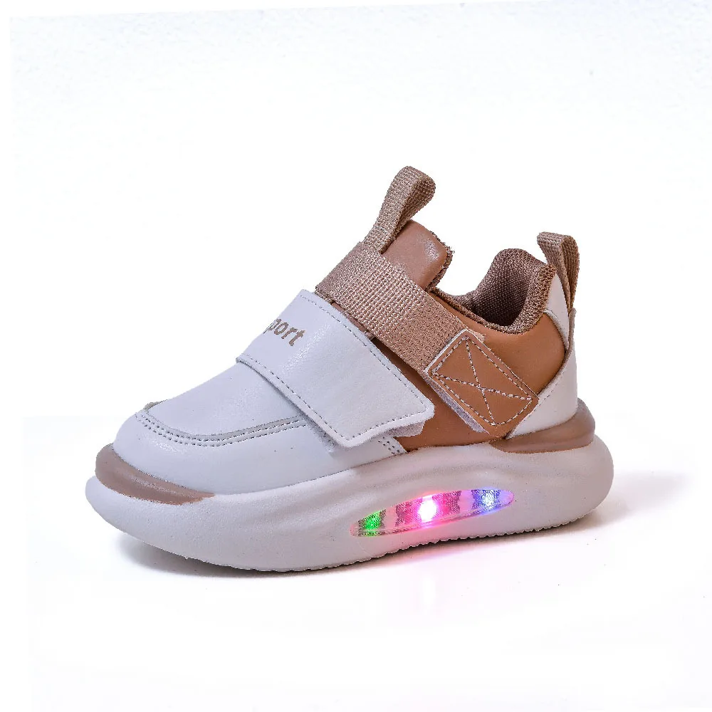 Lente Nieuwe Lichtgevende Kind Sneakers Mode Eenvoudige Kleur Geblokkeerd Meisjes Schoenen Comfort Veelzijdige Trendy Dikke Zolen Jongens Schoen Tenis