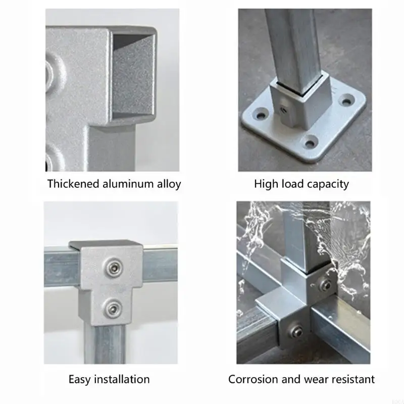 Square Pipe Fixed Joint for Fence Rails & Industrial Shelf Construction 