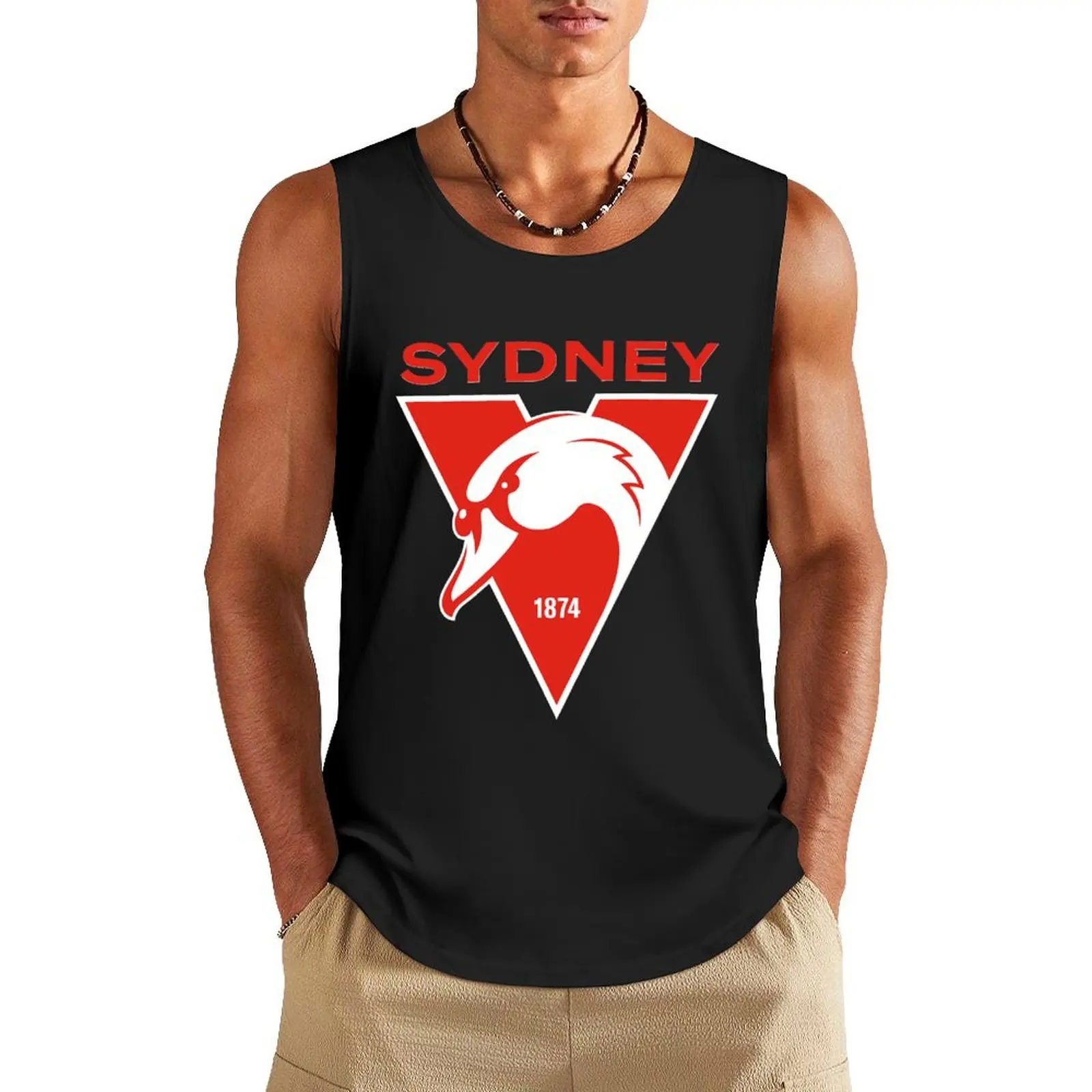 Sydney the Bloods Swans Haughty Swannies-Logos Tank Top Men's gym t-shirts Men's clothes luxury style