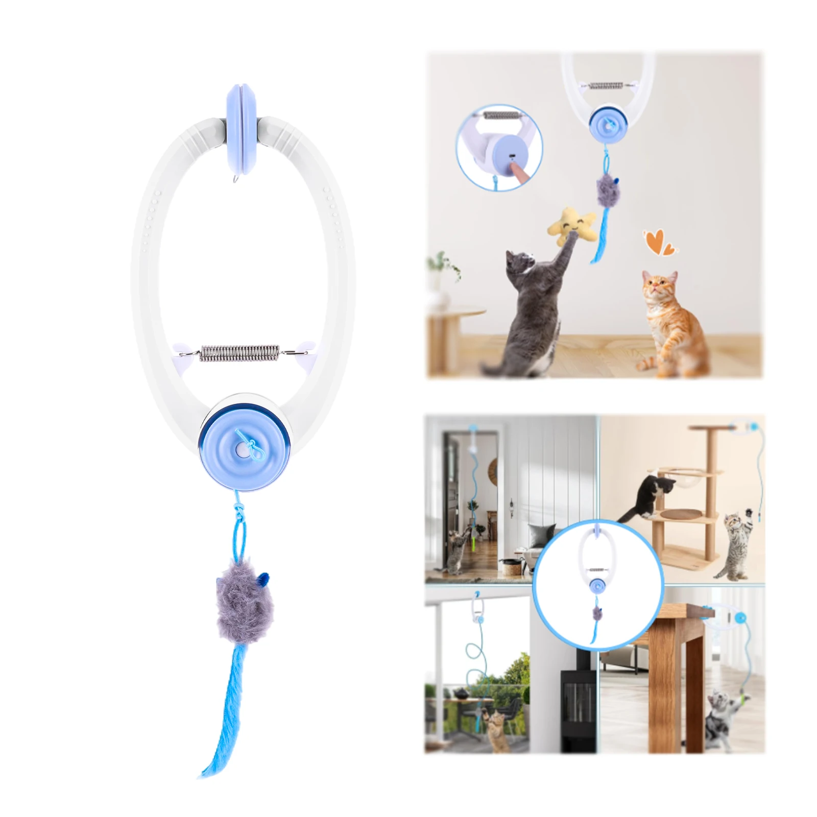 

Door Hanging Auto-Rebound Cat Toy Interactive Retractable Kitten Teaser USB Electronic Self Play for Pet Playing Exercising Home