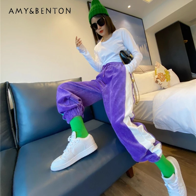 Autumn Winter New Colorful Casual Slacks Women's Slim Fit Stylish Corduroy Versatile Sweatpants Ins Style Jogger Trousers Ladies