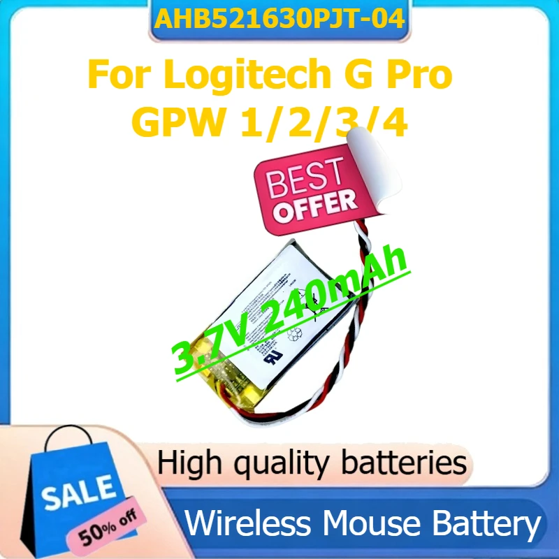

AHB521630PJT-04 Digital Battery for Logitech G Pro GPW 1/2/3/4 Wireless Mouse Battery 3.7V 240mAh