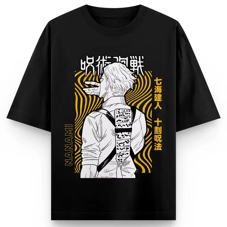 Jujutsu Kaisen Anime Nanami Kento Printing Cotton T-shirt Men and Women Harajuku Fashion Loose Summer Anime Peripheral Clothing