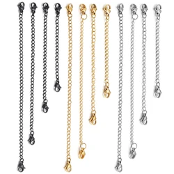 5pcs Stainless Steel Lobster Clasps Connector Extension Chains For DIY Jewelry Making Necklace Bracelet Accessories Wholesale