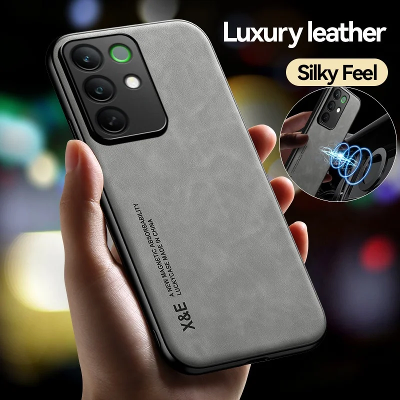 Luxury Leather Case For OPPO Realme C85 Pro C75 C67 C55 C53 C85 Cover With Metal Plate Support Car Hold
