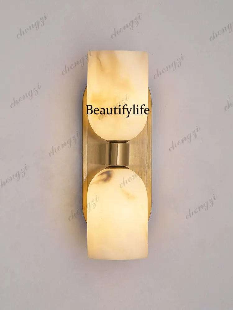 French medieval marble wall lamp simple light luxury living room background wall stairs bedroom
