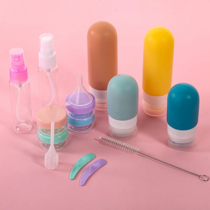 17 قطعة مجموعة زجاجات السفر مانعة للتسرب المحمولة إعادة الملء أدوات الزينة الشامبو مكيف غسول السائل زجاجات فارغة الحاويات #3