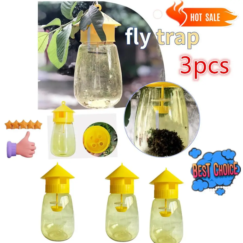 

3x Fruit Fly Trap Killer Yellow Plastic Drosophila Trap Anti Fly Fruit Fly Killer Catcher Orchard Insect Trap Pest Control Tool