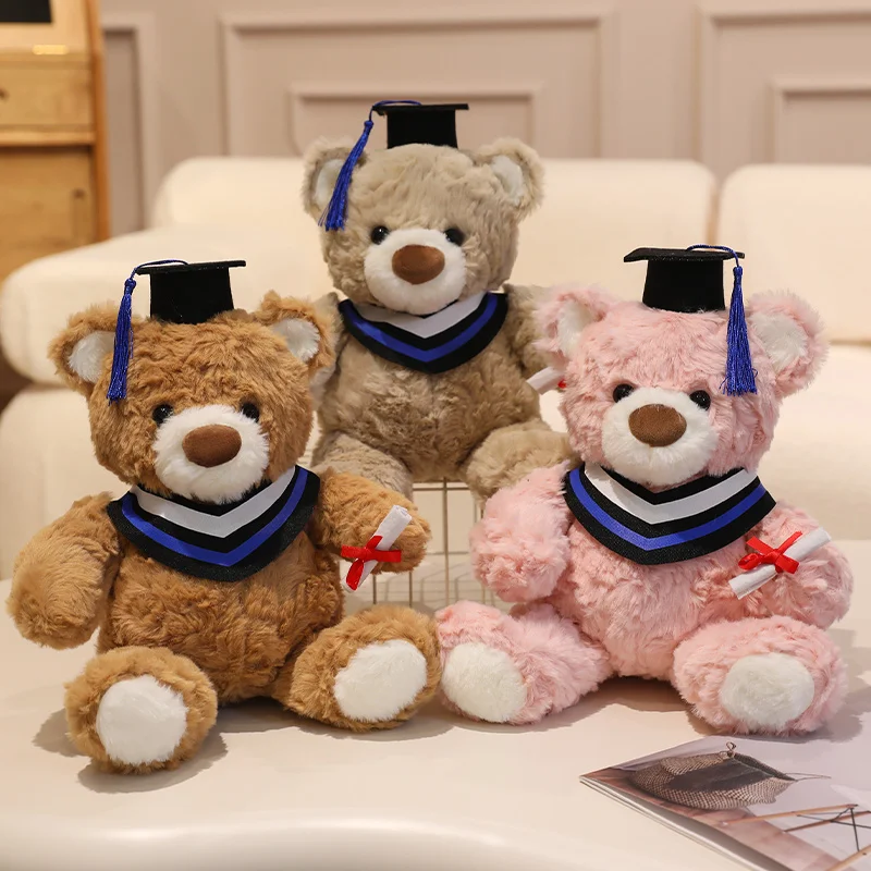 

25cm Kawaii Graduation Dr.Bear Plush Toy Cute Christmas Hat Teddy Bear Soft Doll Boys Girls Kids Students Graduation Lovely Gift