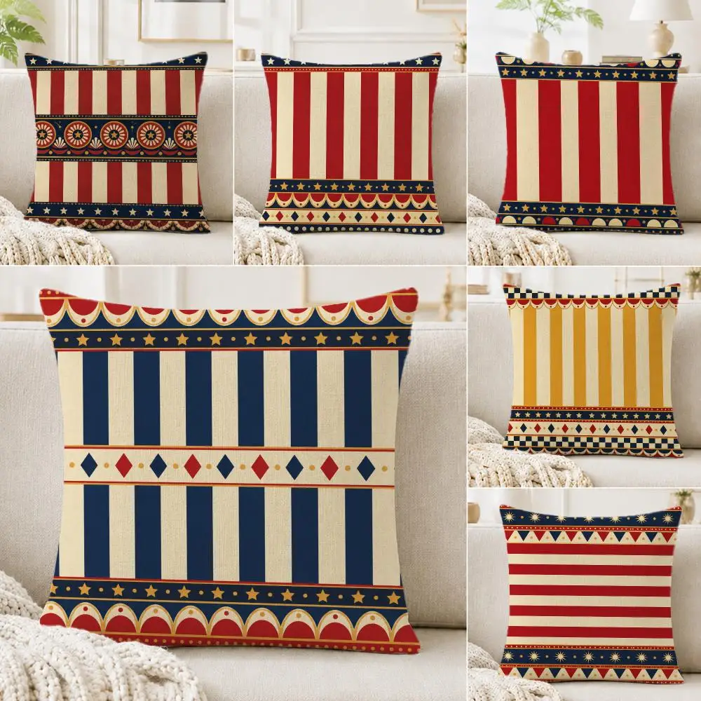 Pattern bold stripes Cushion Cover Linen Cushion Cover, Double-Sided Printed Pillow Cover for Sofa Home Decor