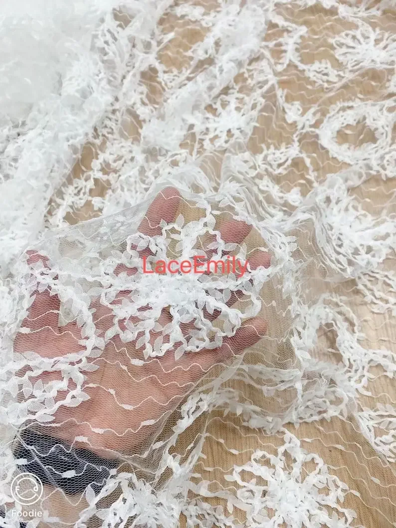 

White black flower Lace Fabric floral Embroidered soft Tulle Fabric For Girl Dress Tutu Dress Wedding Dress Bridal Veil 1 yards