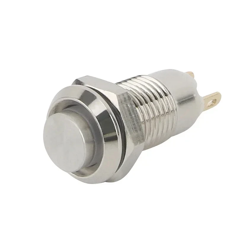 1pc 8/10/12/16MM Metal Button Switch 3-6V 12-24V Self Lock Button High Head Self Lock Switch 1 Normally Open Waterproof Antirust