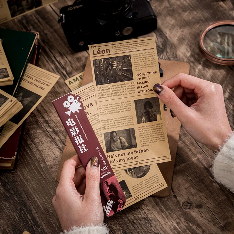 Yoofun 60pcs/pack Vintage Scrapbooking Decor Paper Backing Material for Collage Junk Journal DIY Retro Stationery