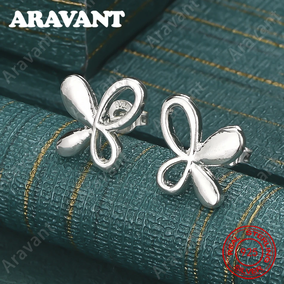 925 Sterling Silver Polished Butterfly Earrings, Half-Openwork, Everyday Accessory For Women, Simple And Elegant Jewelry