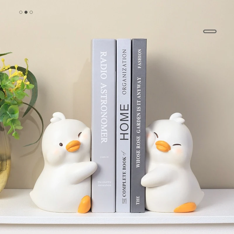 Lovely Cartoon Duck Hugging Animal Book Ends Book Stand Holder Decorative Bookends For Desk Office Home Shelf Ornaments