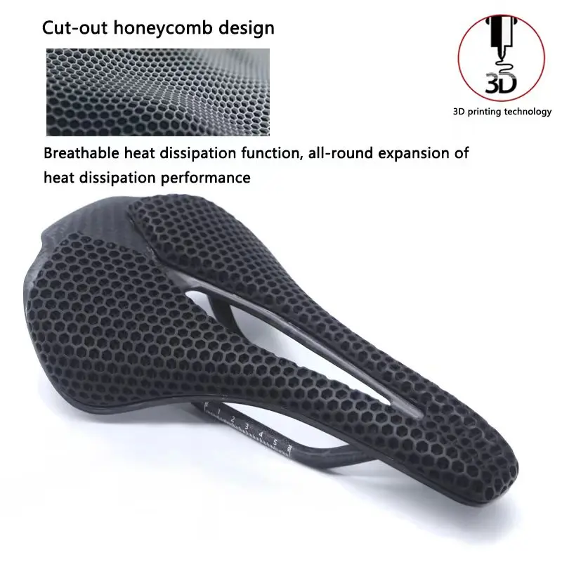 Bicycle seat cushion 3D printing seat cushion Highway mountain bike hollow carbon fiber comfortable riding saddle 177g