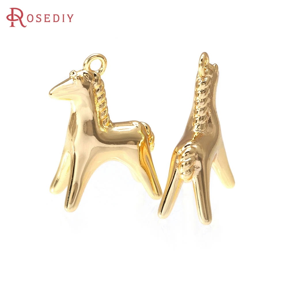 Colgantes de Caballo Balancín de Latón Color Oro 18K de Alta Calidad, Accesorios de Joyería para Collares y Pendientes, Sitio Web Oficial Rosediy