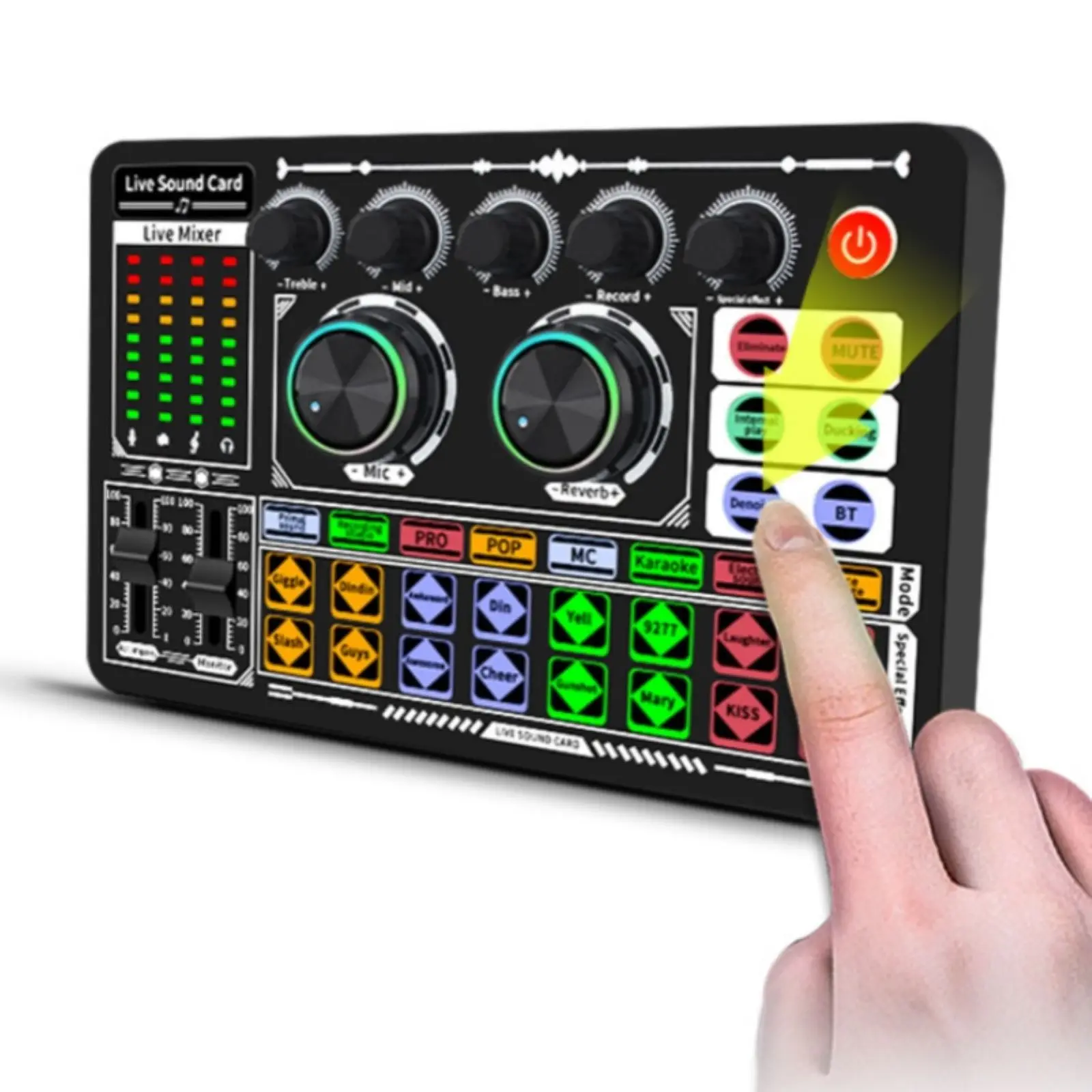 

1PC F999 Bluetooth Sound Card Live Streaming Audio Mixer Voice Changer for Smartphone PC Recording Karaoke