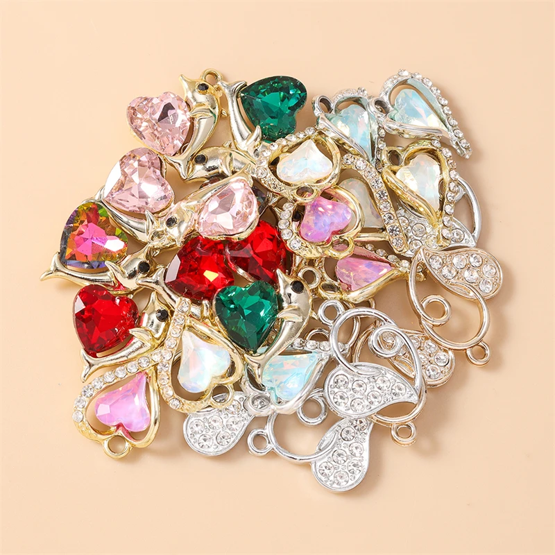 20 Stück niedliche, gemischte Kristall-Herzanhänger für Ohrringe, Halsketten, Armbänder, zum Basteln und für die Herstellung von Schmuck. – Detail 3