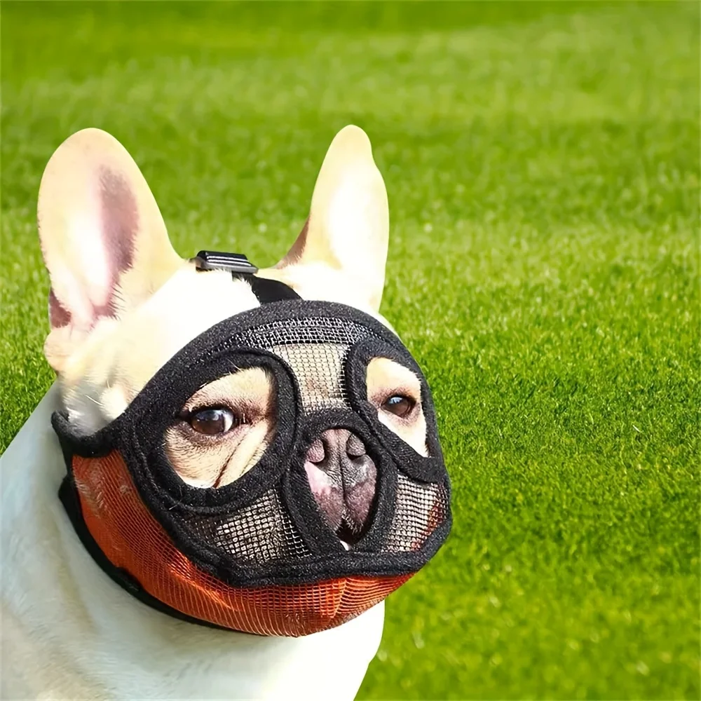 1pc Short-Snouted Dog Muzzle, Anti-Bite Anti-Chew Anti-Bark Adjustable Breathable Pet Mask