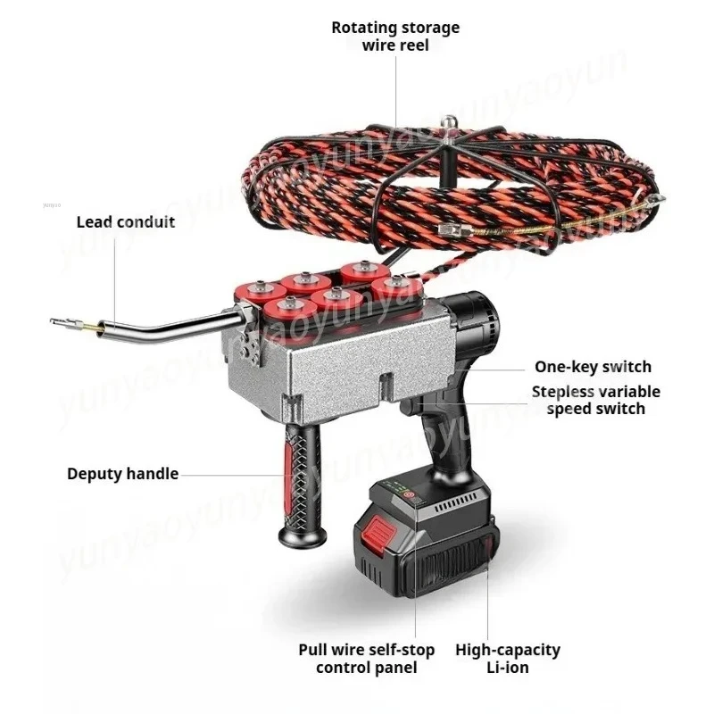 15/30M Cable Brushless Lithium Electric Threading Machine Electric Puller Pipe Decoration Communication Cable Lead Machine