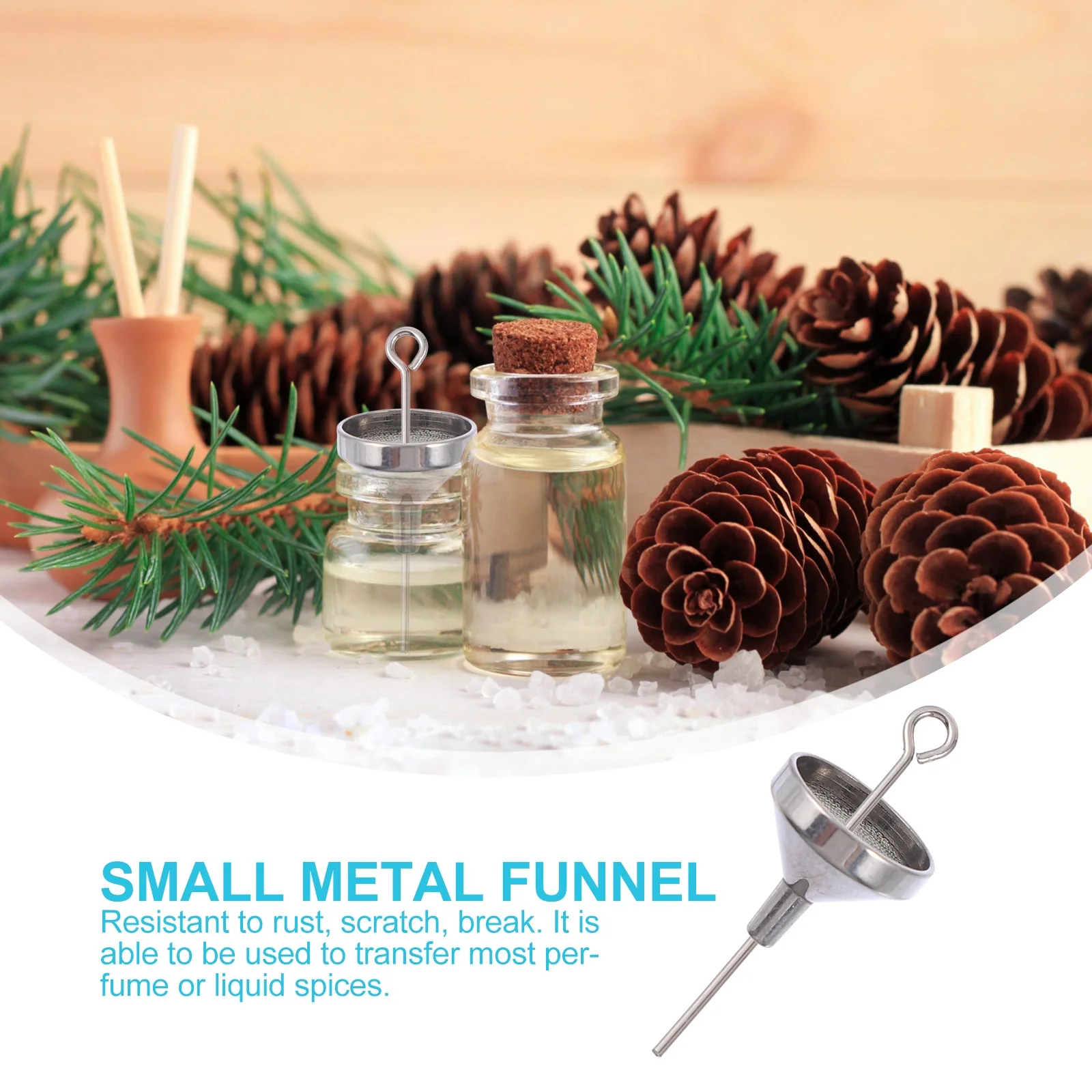 

10pcs Mini Funnels Stainless Steel Rust-Resistant For Essential Oils Perfume Powder Lab Kitchen Household Tools