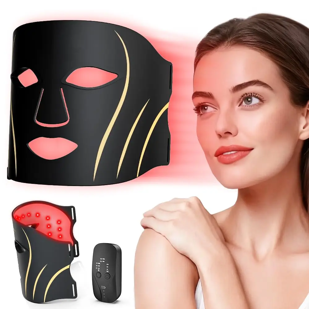 Maschera LED per il viso con 7 colori di luce fotonica, maschera pieghevole in silicone ricaricabile per trattamenti di bellezza, dispositivo per la cura della pelle da utilizzare a casa, ideale per