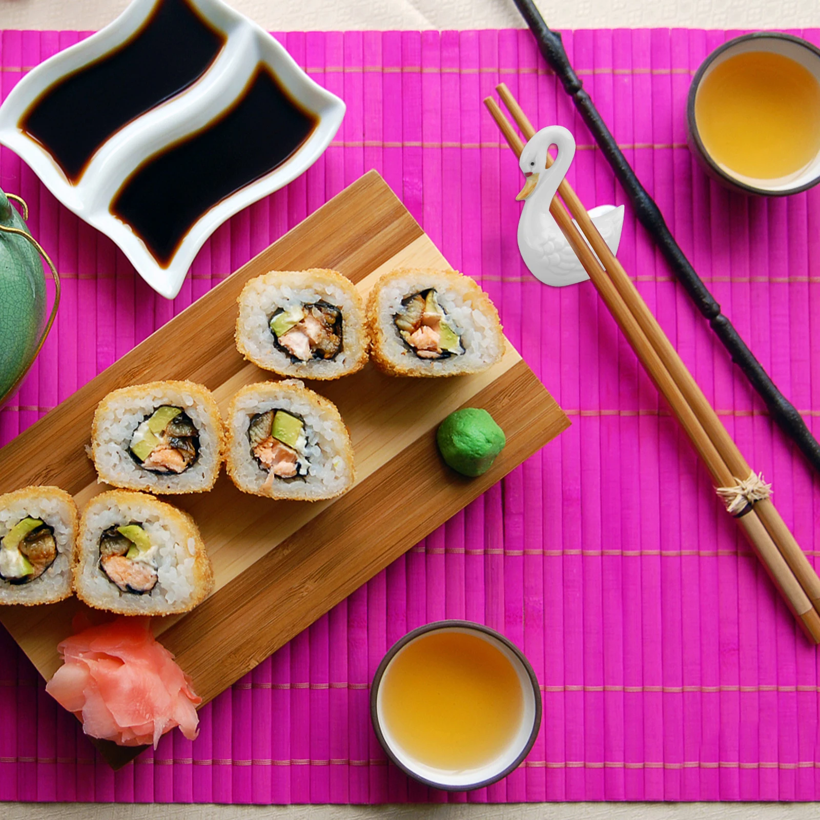 

1 set Swan Chopstick Stand Set White Ceramic Kitchenware Tray Table Decor Chopsticks Holder Japanese Styled Rack Kitchen