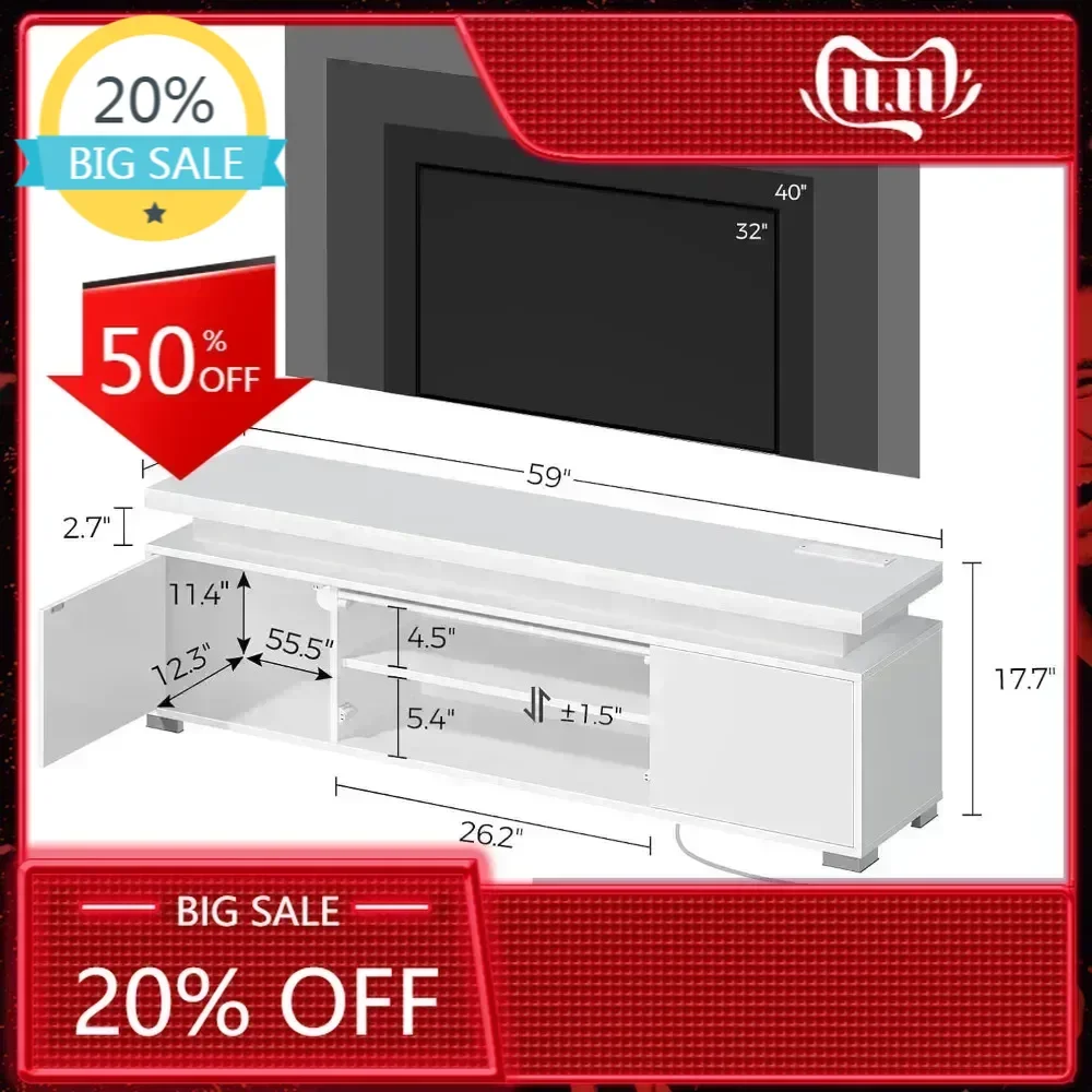 

Бестселлер: Тумба под телевизор со светодиодной подсветкой и розеткой, современный развлекательный центр для телевизоров 32/43/50/55/65 дюймов, стол, универсальный