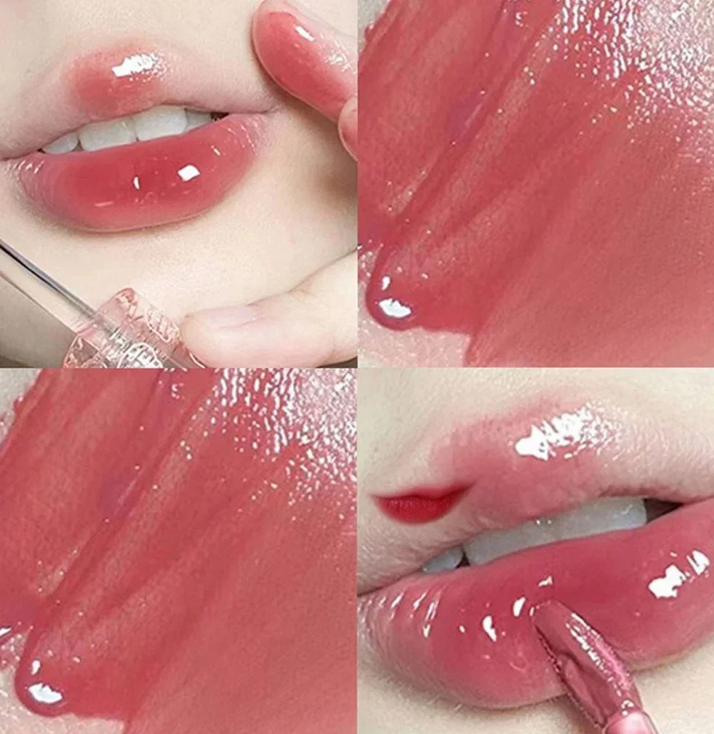 Water Mirror Lipstick Kit Moisturizing Lasting Non-stick Cup Lip Glaze Bubble Bear Liquid Lipsticks Women Lip Korean Makeup Sets