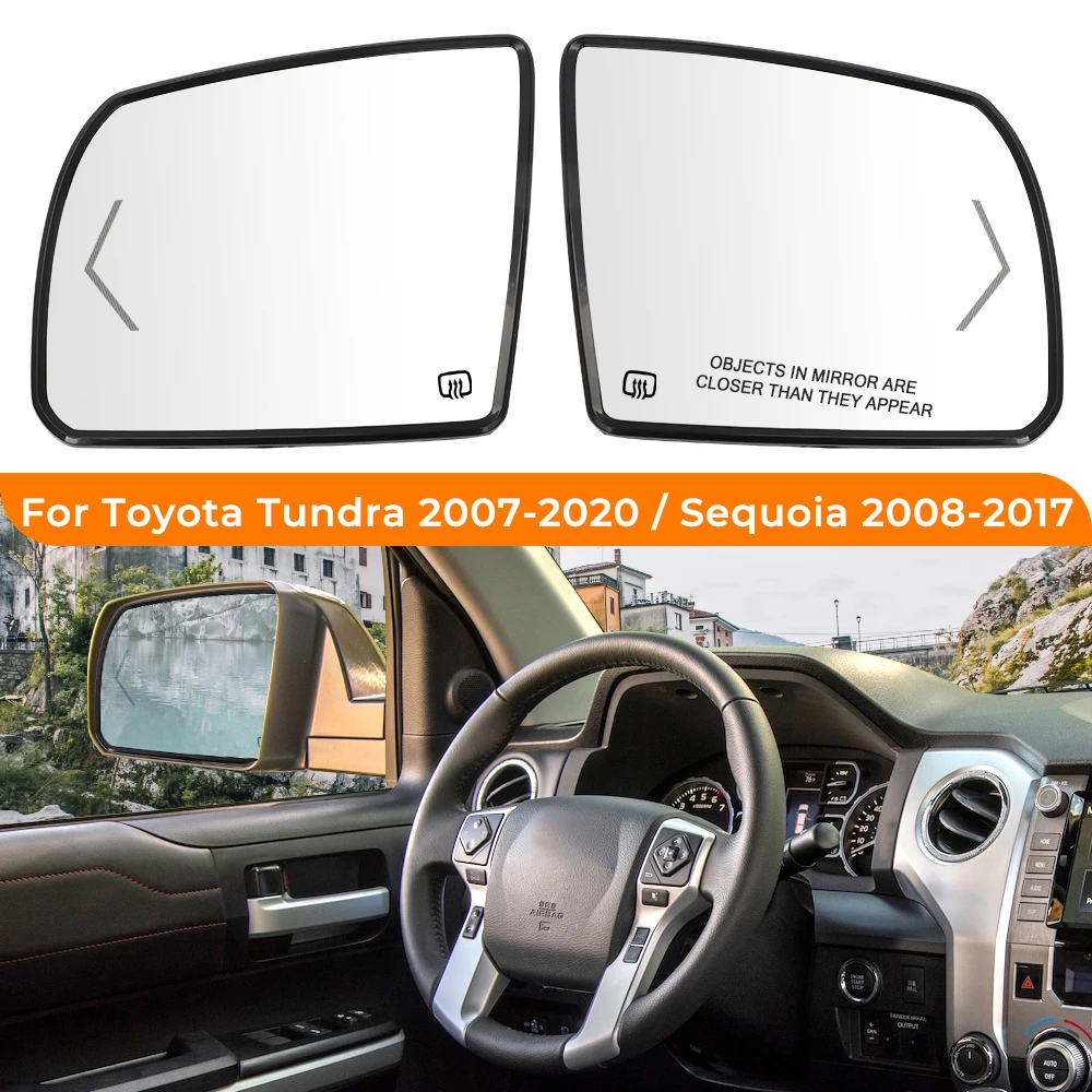 

Car Side Rearview Mirror Lens For Toyota Tundra Sequoia 2007 2008 - 2019 2020 Car Exterior Left Right Glass Mirrors With Heated