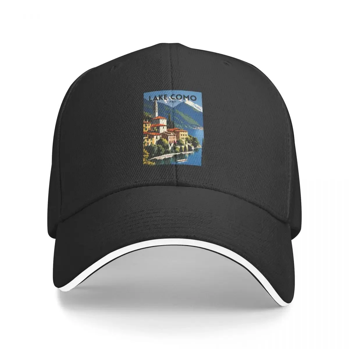 

Lake Como Italy Traditional Travel Poster Baseball Cap black Golf Wear Trucker Cap For Men Women's