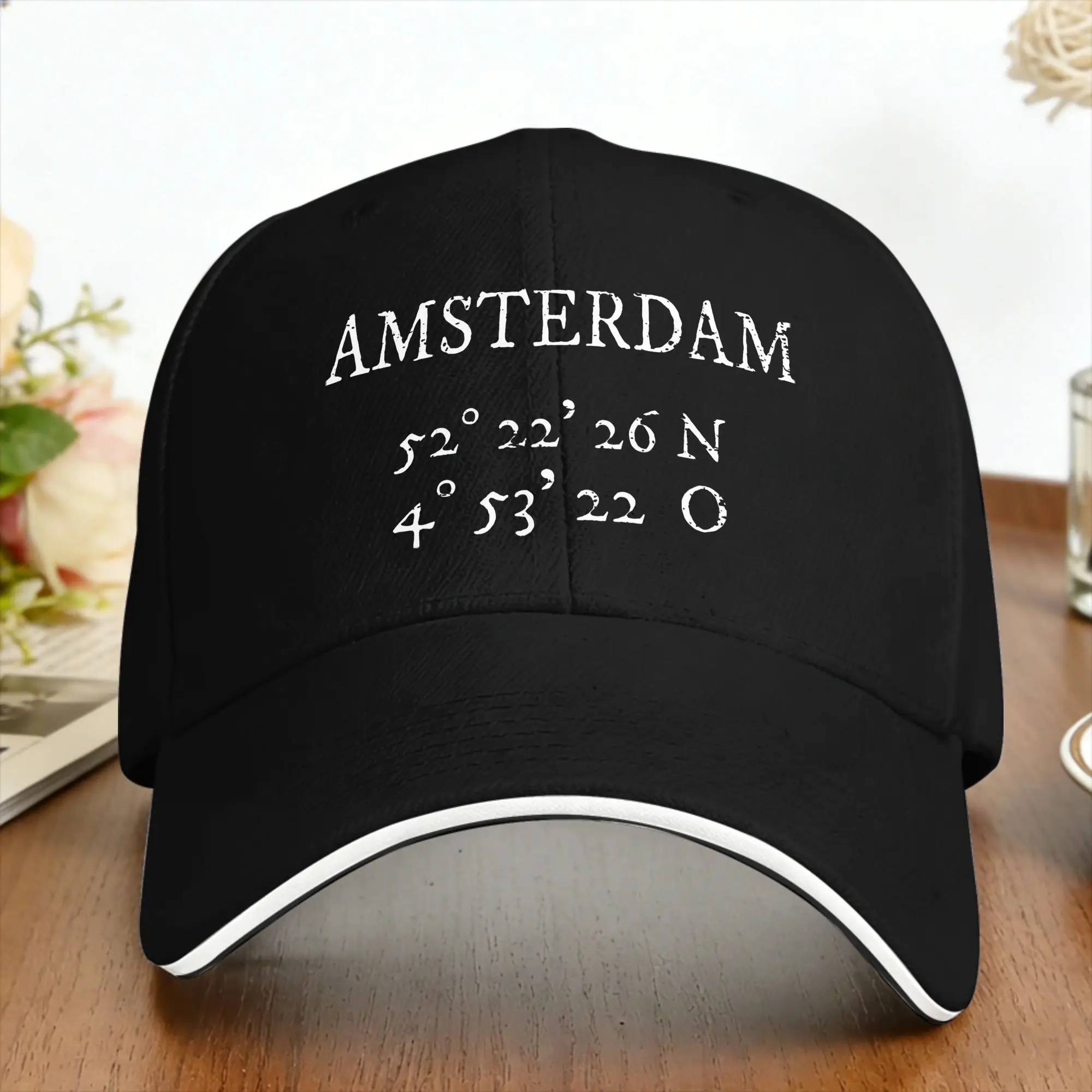 Amsterdam Coordinates Baseball Cap  Outdoor Sports Sun Visor Trucker Hat Fashion Baseball Caps