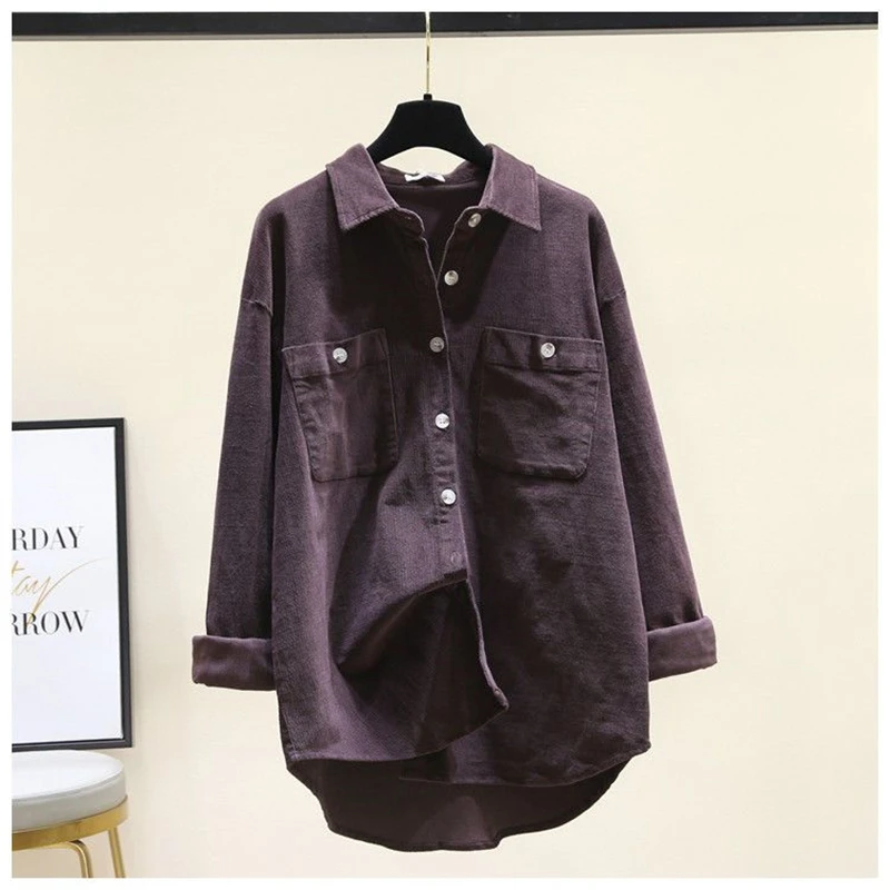 Women Simple Casual Streetwear Cotton Button Up Shirt Spring Autumn Fashion Irregular Long Sleeve Loose Blouse Solid Tunic Tops