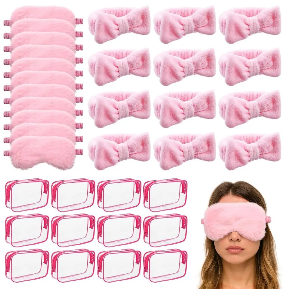 

Набор женских спа-повязок из 36 предметов с плюшевой маской для сна и 12 прозрачных косметичками для сна и вечеринок