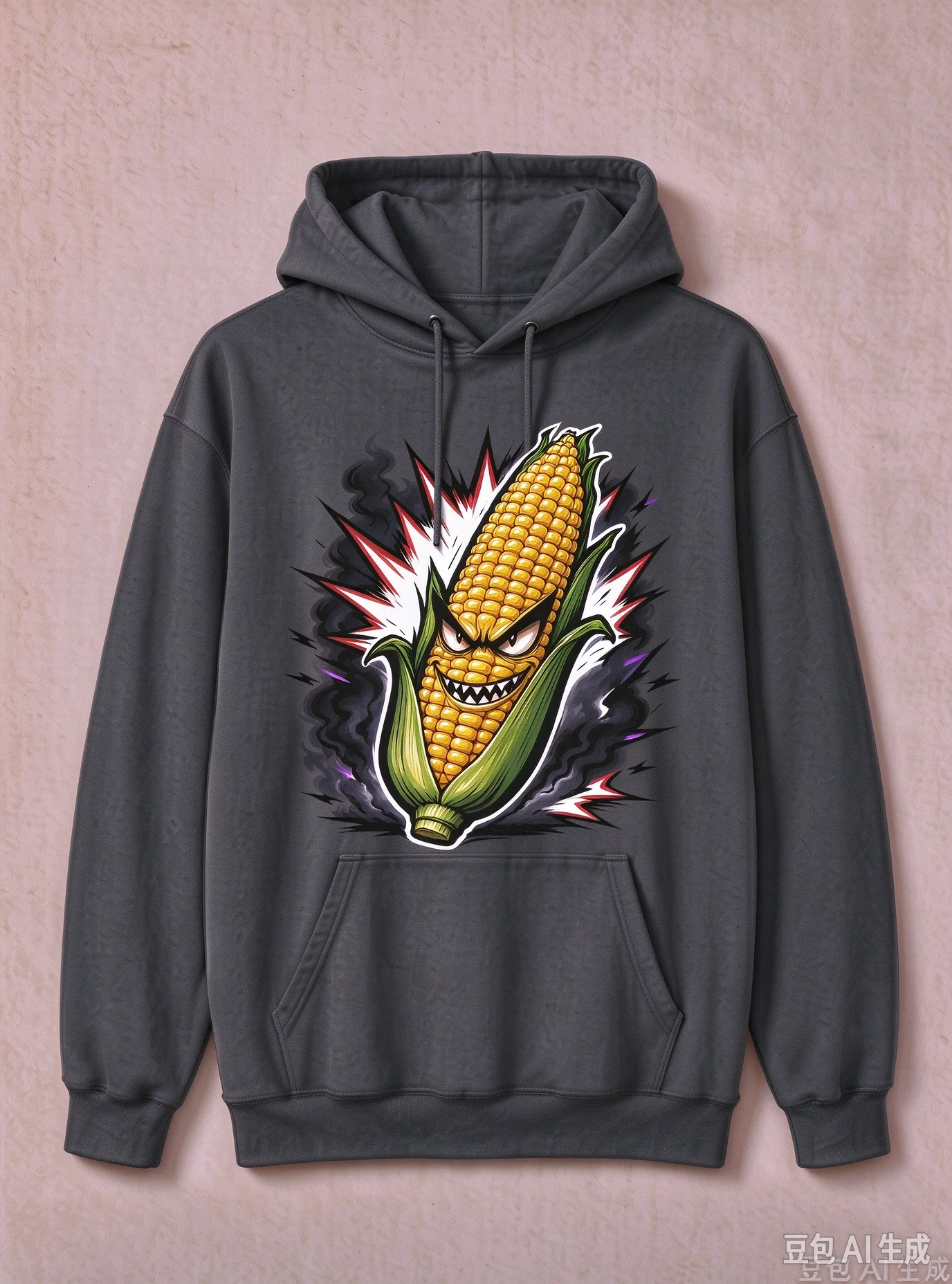 Unisex Evil Corn Graphic Hoodie Men Women Funny Cartoon Print Long Sleeve Hooded Sweatshirt Gothic Streetwear Loose Casual Pull
