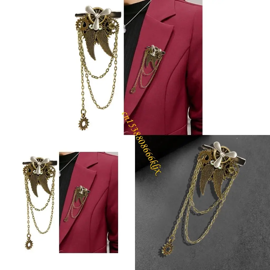 

Шпиля для шпильки для шпильки для волос ювелирные изделия антикварные металлические пропеллерные шестерни и цепь 066c