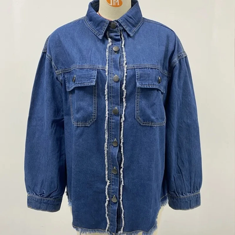 

Женская джинсовая куртка с отложным воротником, в стиле Y2K, уличная, повседневная, свободная, элегантная, с элементами джинсовой ткани, осень-зима 2026