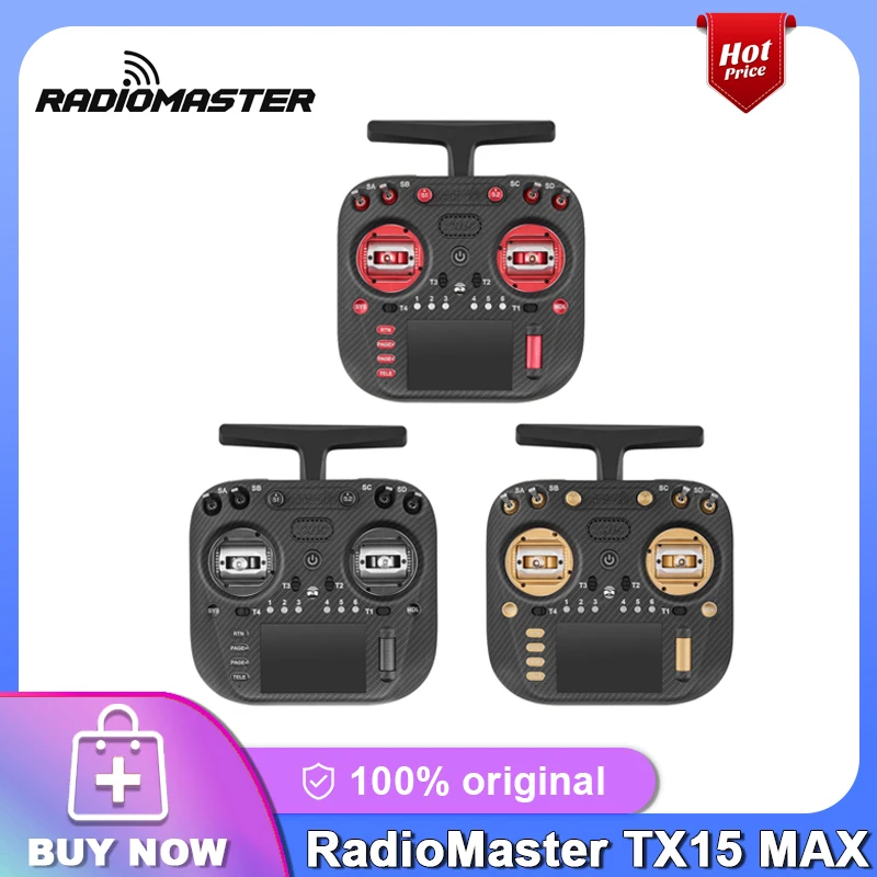 

Radiomaster TX15 MAX Remote Control ExpressLRS AG02 CNC HALL GIMBAL LR1121 3.5inch Color Touchscreen for FPV