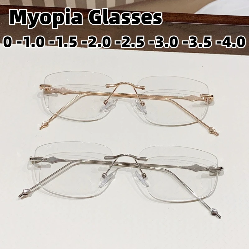 

2026 New Fashion Frameless Anti-Blue Light Myopia Glasses Unisex Ultra-Lightweight Comfortable Eyewear Minus Diopter 0 To -4.0