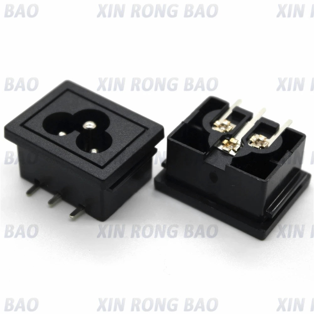 Imagem -04 - Encaixou o Conector do Soquete da Entrada do Poder Pinos Iec320 c6 ce Rohs C.a. 250v 2.5a 31x24 mm 20 Painel Peças Preto