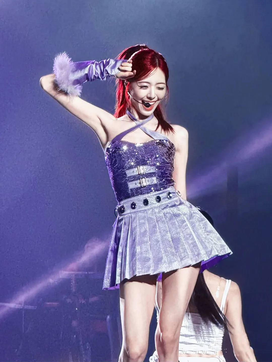

ITZY HyunA Purple Sequin Neck Hanging Skirt Set Jazz Dance Performance Costume Women's Group Stage Performance Traditional Ha...